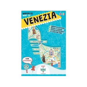 画像: イタリア語、英語で読む 絵本マップ 「Mappa di Venezia illustrata」シール付き 対象年齢7歳以上【A1】