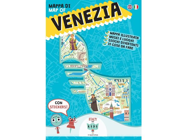 画像1: イタリア語、英語で読む 絵本マップ 「Mappa di Venezia illustrata」シール付き 対象年齢7歳以上【A1】 (1)