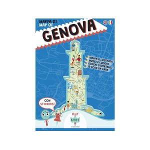 画像: イタリア語、英語で読む 絵本マップ 「Mappa di Genova illustrata」シール付き 対象年齢7歳以上【A1】