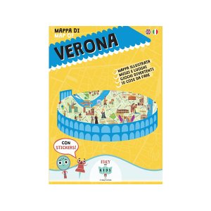 画像: イタリア語、英語で読む 絵本マップ 「Mappa di Verona illustrata」シール付き 対象年齢7歳以上【A1】