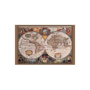 画像: 17世紀の世界地図 マップ 91 x 61 cm