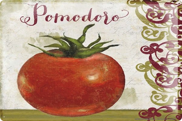 画像1: アンティーク風サインプレート　イタリア　Pomodoro トマト　30ｘ20cm【カラー・マルチ】 (1)