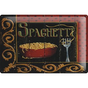 画像: アンティーク風サインプレート　イタリア　スパゲッティ　Spaghetti　30ｘ20cm【カラー・マルチ】