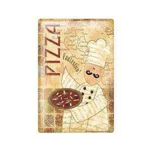 画像: アンティーク風サインプレート　イタリア　ピッツァ　Pizza　30ｘ20cm【カラー・マルチ】