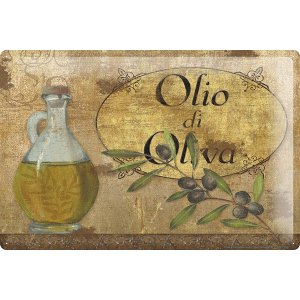 画像: アンティーク風サインプレート　イタリア　オリーブオイル　Olio di oliva　30ｘ20cm【カラー・マルチ】