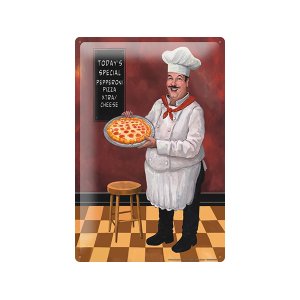 画像: アンティーク風サインプレート　イタリア　ピッツァ　Pizza　30ｘ20cm【カラー・マルチ】