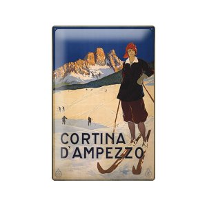 画像: アンティーク風サインプレート　イタリア　コルティナ・ダンペッツォ　Cortina D' Ampezzo　30ｘ20cm【カラー・マルチ】