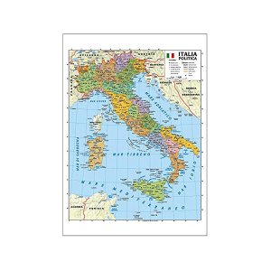 画像: イタリア地図 マップ 裏表2種 100x140 mm