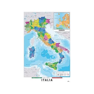 画像: イタリア地図 マップ 91 x 61 cm
