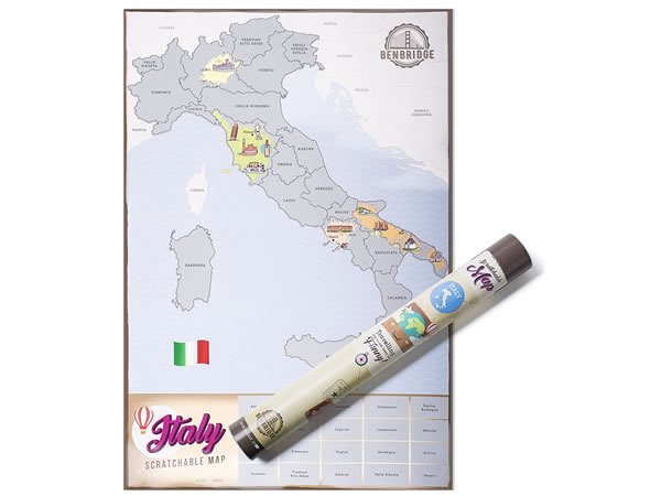 画像1: イタリア地図 スクラッチ・マップ 41 cm x 60 cm (1)