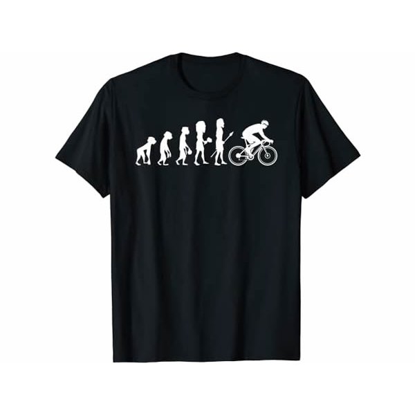画像1: 【10色展開】イタリアおもしろTシャツ「人類の進化 - 自転車」メンズ レディス S-XXXL、キッズ 2-12歳 サイクリスト向け (1)