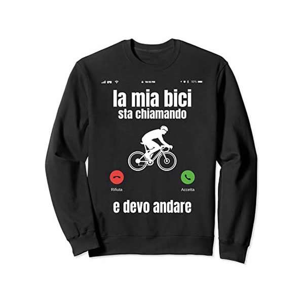 画像1: 【4色展開】イタリア語おもしろトレーナー ユニセックス メンズ レディス「自転車が呼んでいる、だから行かないと」メンズ レディス S-XXL サイクリスト向け (1)