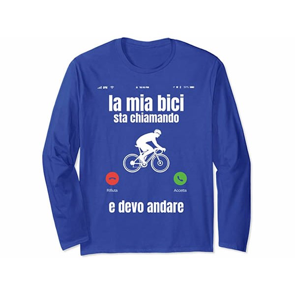 画像3: 【4色展開】イタリア語おもしろ長袖Tシャツ ユニセックス「自転車が呼んでいる、だから行かないと」メンズ レディス S-XXL サイクリスト向け (3)