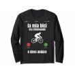 画像1: 【4色展開】イタリア語おもしろ長袖Tシャツ ユニセックス「自転車が呼んでいる、だから行かないと」メンズ レディス S-XXL サイクリスト向け (1)