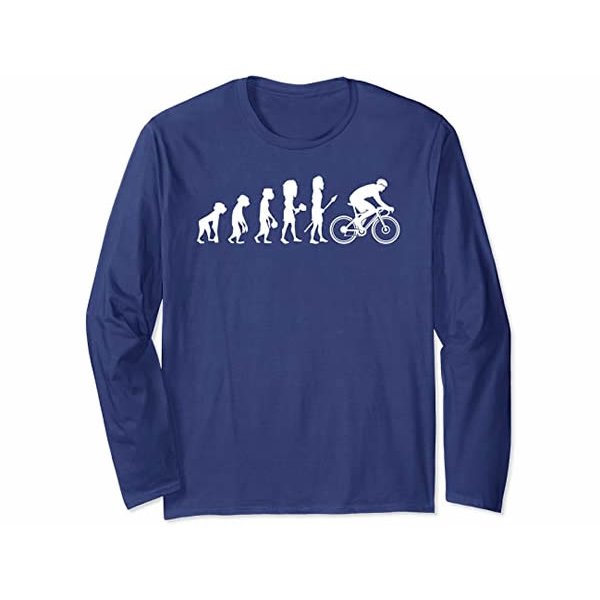 画像2: 【4色展開】イタリアおもしろ長袖Tシャツ ユニセックス「人類の進化 - 自転車」メンズ レディス S-XXL サイクリスト向け (2)