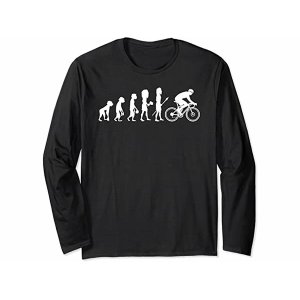 画像: 【4色展開】イタリアおもしろ長袖Tシャツ ユニセックス「人類の進化 - 自転車」メンズ レディス S-XXL サイクリスト向け