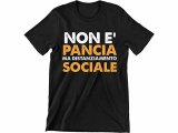 画像: イタリア語おもしろTシャツ「お腹が出てるんじゃなくって、ソーシャルディスタンスなんだ」メンズ S-XXL ブラック