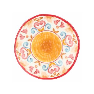 画像: イタリア 丸皿2枚セット メラミン BORGO Rose&Tulipani 径21 cm