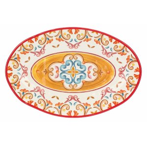 画像: イタリア オバール 楕円 トレイ お盆 メラミン BORGO Rose&Tulipani 45 x 30 cm