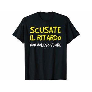 画像: 【5色展開】イタリア語おもしろTシャツ「みんな、遅れてゴメンね。来たくなかってん」メンズ S-XXXL、キッズ 2-12歳