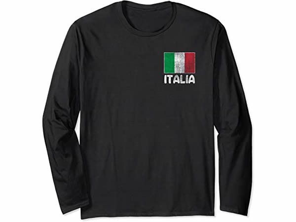画像1: イタリア語長袖Tシャツ ユニセックス「イタリア国旗」メンズ レディス S-XXL (1)