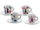 画像:  エスプレッソコーヒーカップ&ソーサー 4客セット Bialetti（ビアレッティ）Arte