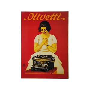 画像: アンティーク風サインプレート Olivetti オリヴェッティ 30 x 21cm