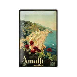 画像: アンティーク風サインプレート　イタリア アマルフィの海岸　Amalfi　30ｘ20cm【カラー・マルチ】