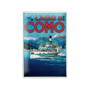 画像: アンティーク風サインプレート　イタリア コモ湖　Lago di Como 30ｘ20cm【カラー・マルチ】【カラー・ブルー】