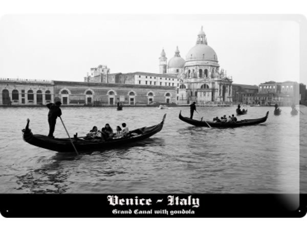 画像1: アンティーク風サインプレート　イタリア ヴェネツィア　30ｘ20cm【カラー・ブラック】【カラー・ホワイト】 (1)