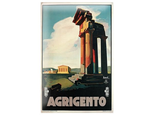 画像1: アンティーク風サインプレート　イタリア アグリジェント　シチリア　Agrigento　30ｘ20cm【カラー・マルチ】 (1)