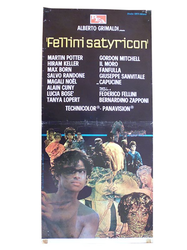 画像1: イタリア　映画　アンティークポスター FELLINI SATYRICON (1969) サテリコン フェデリコ　フェリーニ 33 x 70 cm locandine (1)
