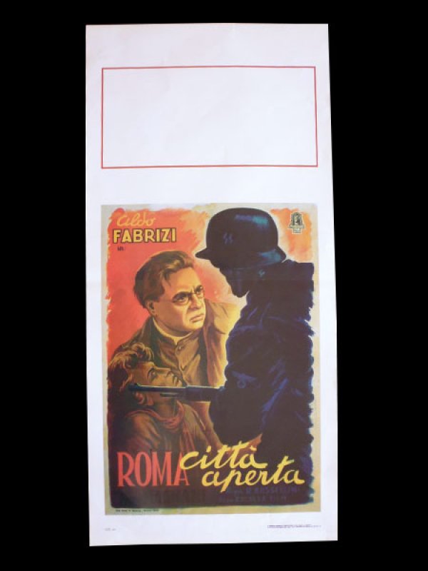 画像1: イタリア　映画　アンティークポスター Roma citta' aperta(1945) 無防備都市 ルキノ・ヴィスコンティ 33 x 70 cm (1)