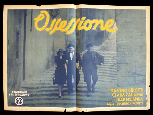 画像1: イタリア　映画　アンティークポスター　Ossessione (1942年) 郵便配達は二度ベルを鳴らす ルキノ・ヴィスコンティ 50 x 70 cm manifesti (1)
