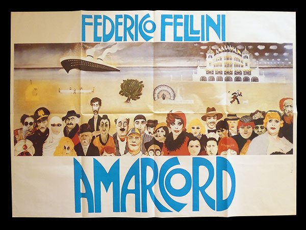 画像1: イタリア　映画　アンティークポスター　Amarcord (1973年) フェリーニのアマルコルド  フェデリコ　フェリーニ 100 x 140 cm manifesti (1)