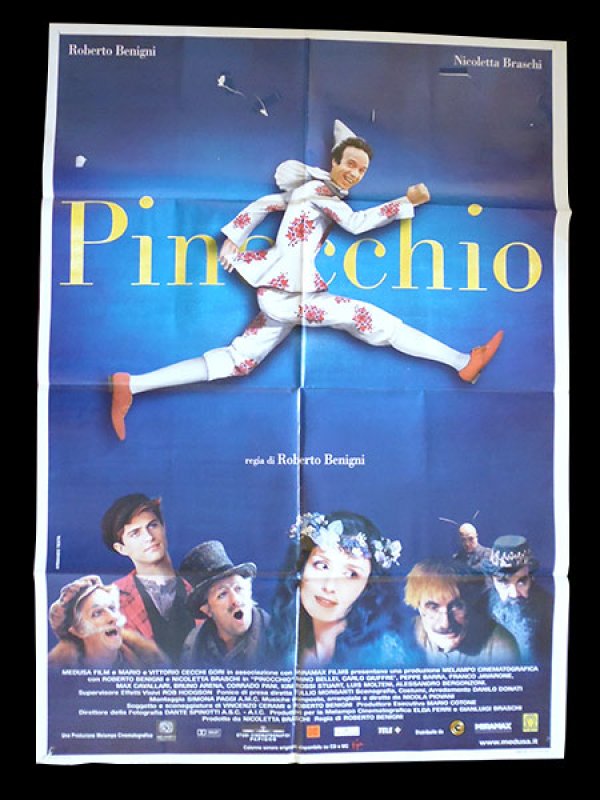 画像1: イタリア　映画　アンティークポスター　Pinocchio (2002年) ピノッキオ ピノキオ ロベルト・ベニーニ ニコレッタ・ブラスキ ゴールデンラズベリー賞  100 x 140 cm manifesti (1)