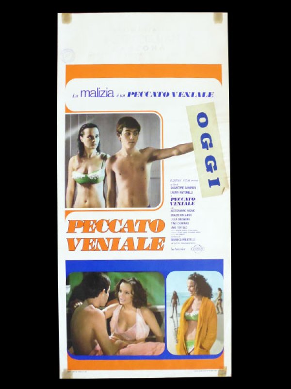 画像1: イタリア　映画　アンティークポスター　 Peccato veniale (1974年) 続・青い体験 サルヴァトーレ・サンペリ 33 x 70 cm locandine (1)