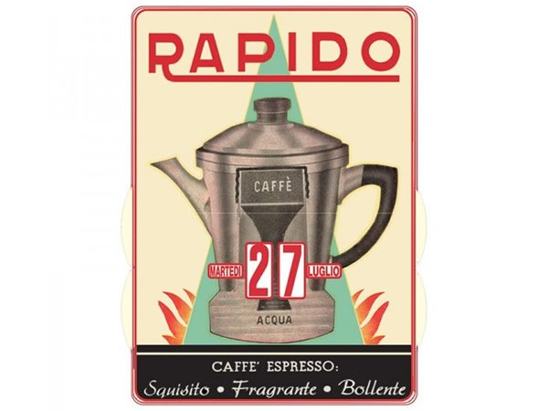 画像1: 万年カレンダー エスプレッソコーヒー モカ CAFFE' RAPIDO - イタリア インテリア【カラー・レッド】【カラー・マルチ】 (1)