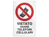 画像: イタリア語表記  携帯電話・スマホの使用禁止 VIETATO USARE TELEFONI CELLULARU 20 x 31 cm 【カラー・レッド】【カラー・ホワイト】