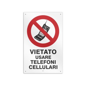 画像: イタリア語表記  携帯電話・スマホの使用禁止 VIETATO USARE TELEFONI CELLULARU 20 x 31 cm 【カラー・レッド】【カラー・ホワイト】