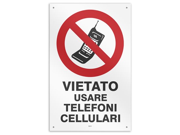 画像1: イタリア語表記  携帯電話・スマホの使用禁止 VIETATO USARE TELEFONI CELLULARU 20 x 31 cm 【カラー・レッド】【カラー・ホワイト】 (1)