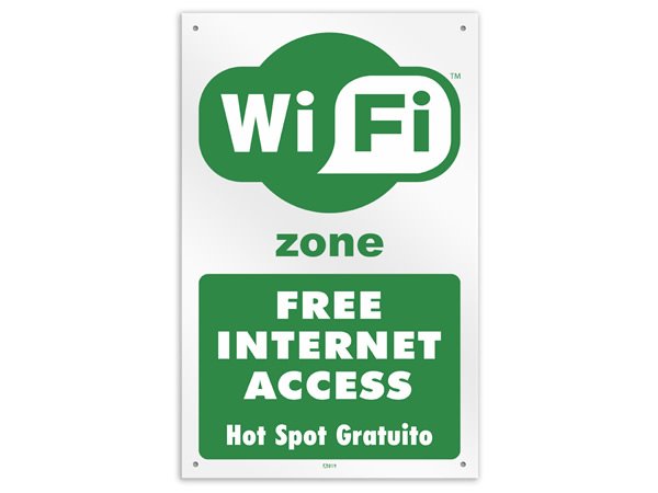 画像1: イタリア語表記  Wi-Fiフリー Wi-Fi Free Internet Access - Hot Spot Gratuito 20 x 31 cm 【カラー・グリーン】【カラー・ホワイト】 (1)