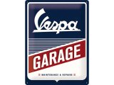 画像: 【数量限定】アンティーク風 サインプレート Vespa- Garage 30 x 40 cm【カラー・ブルー】