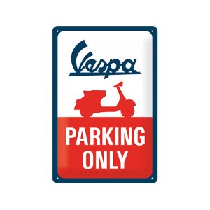 画像: 【数量限定】アンティーク風 サインプレート Vespa Parking Only 20 x 30 cm【カラー・ブルー】