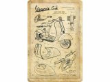 画像: 【数量限定】アンティーク風 サインプレート Vespa Parts Sketches 20 x 30 cm