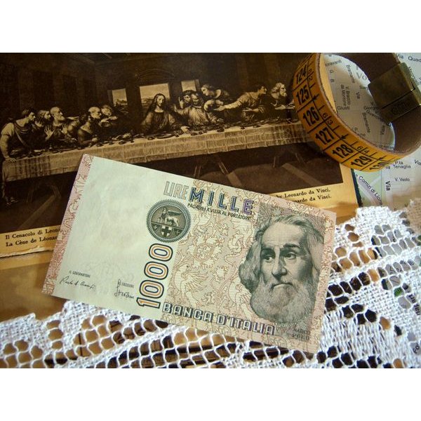 画像1: イタリアのリラ紙幣　1000リラ　マルコ・ポーロ 【カラー・ブラウン】 (1)