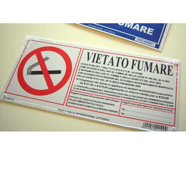 画像1: イタリア語表記禁煙ボード　VIETATO FUMARE　【カラー・ホワイト】【カラー・レッド】 (1)