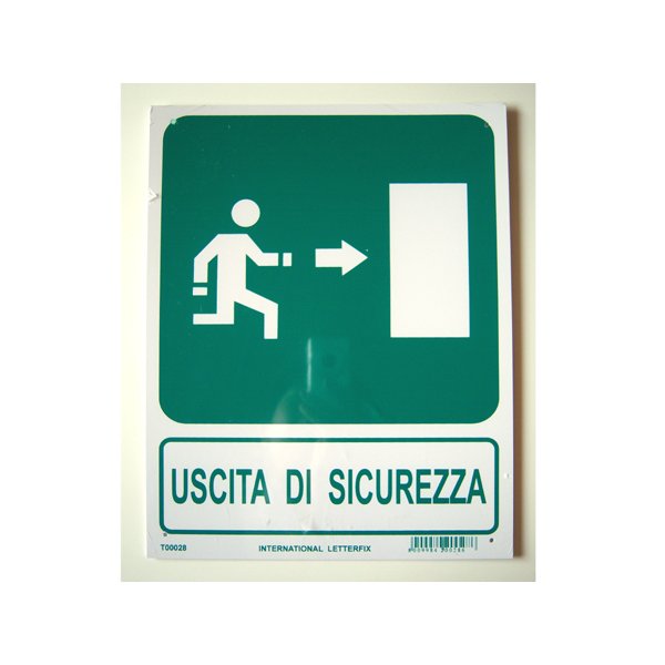 画像1: イタリア語表記 非常口　USCITA DI SICREZZA 【カラー・グリーン】【カラー・ホワイト】 (1)