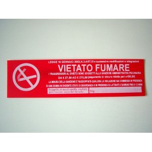 画像: イタリア語表記シール貼付けタイプ  禁煙　VIETATO FUMARE ROSSO 【カラー・レッド】【カラー・ホワイト】