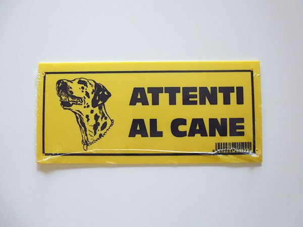 画像1: イタリア語表記　犬に注意　ATTENTI AL CANE 【カラー・イエロー】【カラー・ブラック】 (1)